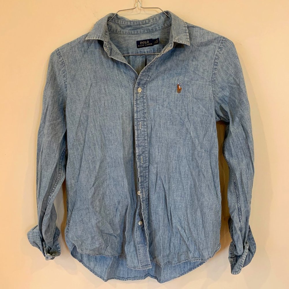 Polo Light Blue Denim-looking Button Down